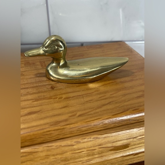 Vintage Wooden Box Brass DUCK Handle Filled With Dominoes Rae - Picture 3 of 11